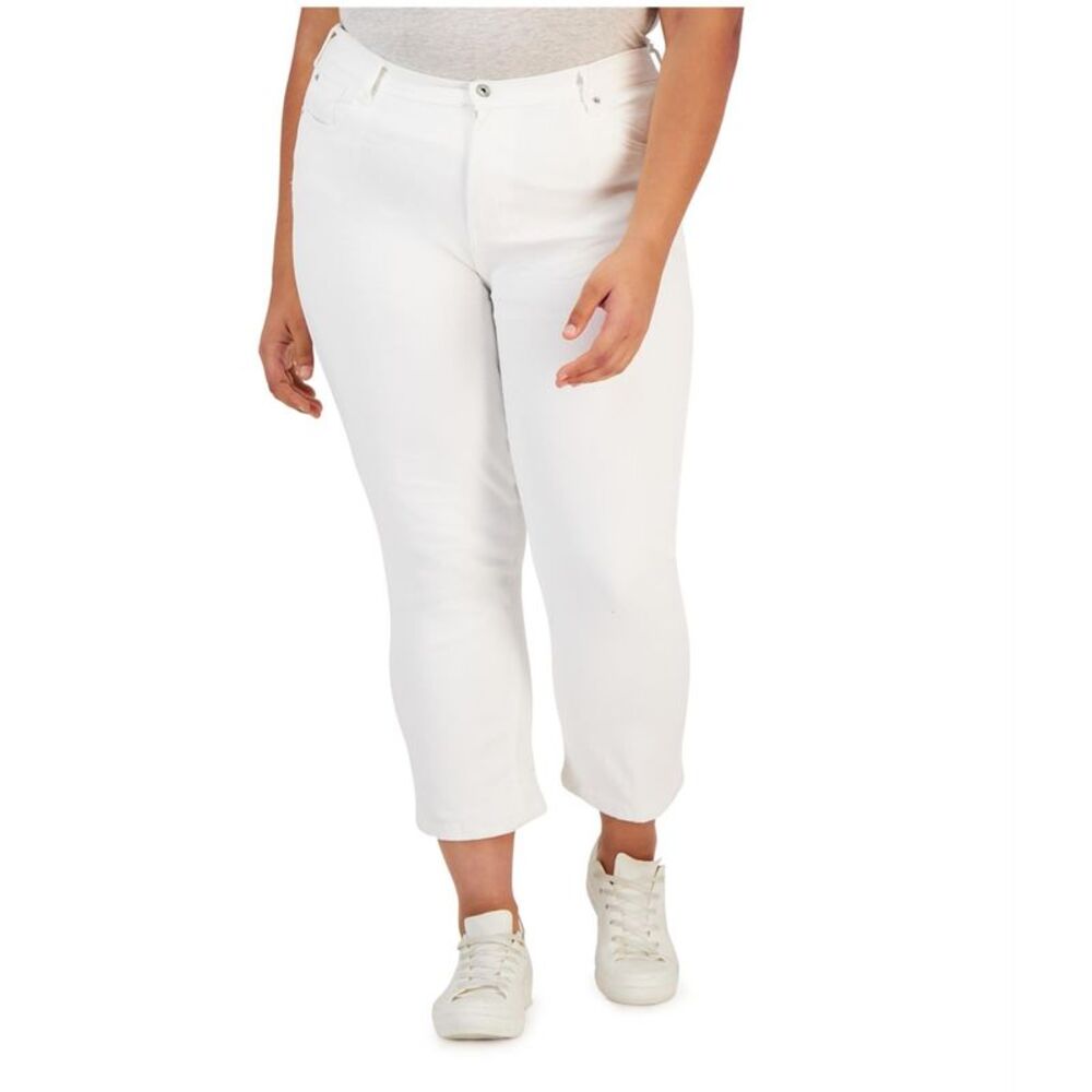 Celebrity Pink Womens Retro Straight Leg Relaxed Jeans, White, Plus Size, 14W...